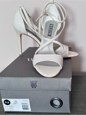 Vera Wang White Glitter Strappy High Heels